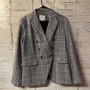 Maison d'Amelie Paris Gingham Black White Plaid Blazer Large